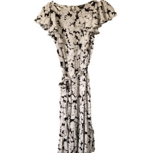 Chaps Women Black with White Polyester Cap Sleeve  Dress Size M